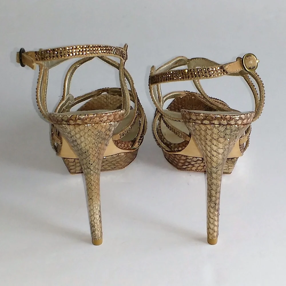 Pelle Moda crystal Italian leather platforms 9.5 M